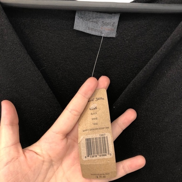 MICHAEL Stars Maternity Shine V Neck Shirred Tank - Picture 6 of 9